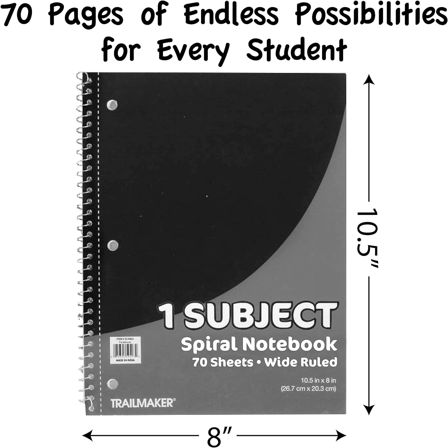 50 Notebooks Pack – One Subject Notebooks Wide Ruled Bulk 70 Sheets Notebooks for Kids, School, Journaling, Note Taking, Students, and Work