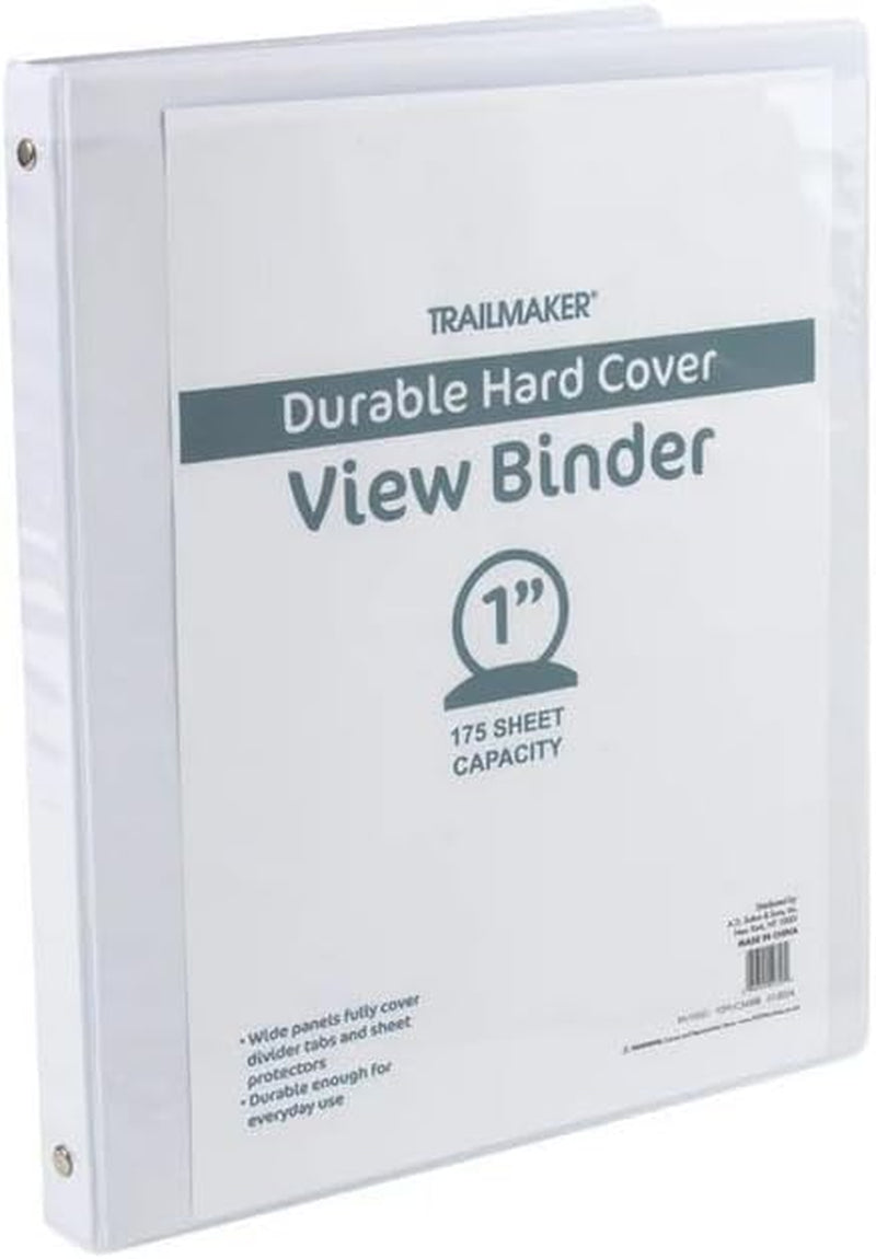 (50 Pack) 1 Inch Binders 3 Ring Hardcover Binders in Bulk with Clear View Cover, Pockets for Classroom, Office, Portfolios | Bulk School, Teacher, Office Supplies (White Only Pack)