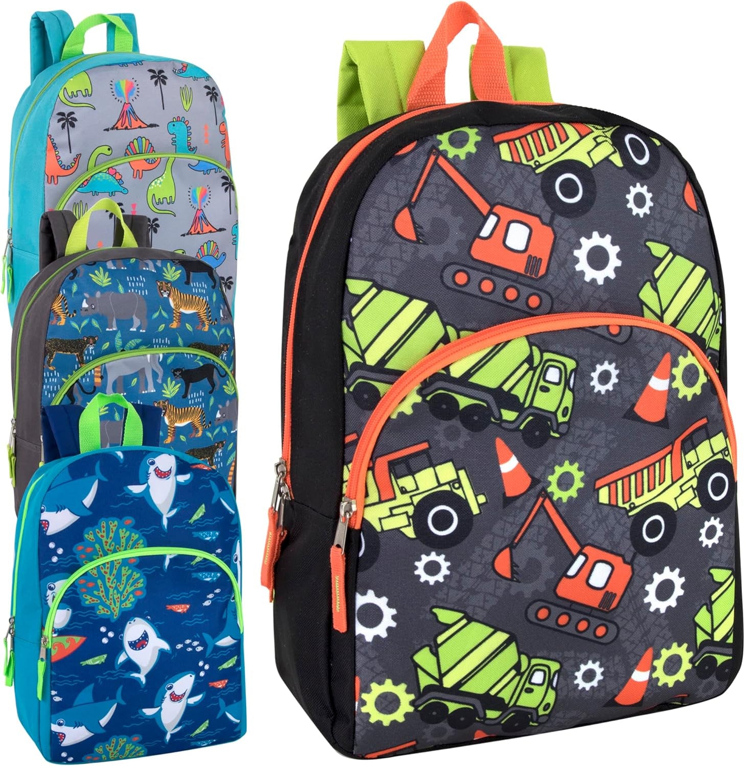 Wholesale Kids Backpacks for Boys, Girls Bulk Backpacks 24 Pack with Fun Patterns, Adjustable Padded Straps