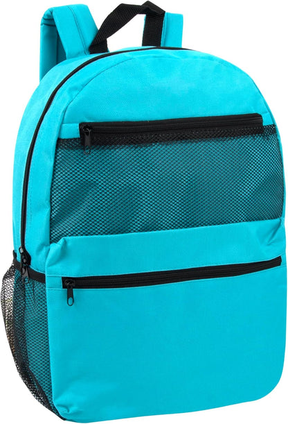 24 Pack Classic Backpacks in Bulk Wholesale Backpacks with Side Pocket, Mesh Pocket for Homeless Adults, Donation (Female Colors Pack)