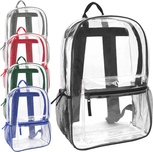 Bulk Clear Backpacks Wholesale for School 24 Pack Clear Backpacks for Boys, Girls, School, Stadium, Travel (Assorted Colors Pack)