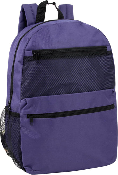 24 Pack Classic Backpacks in Bulk Wholesale Backpacks with Side Pocket, Mesh Pocket for Homeless Adults, Donation (Female Colors Pack)