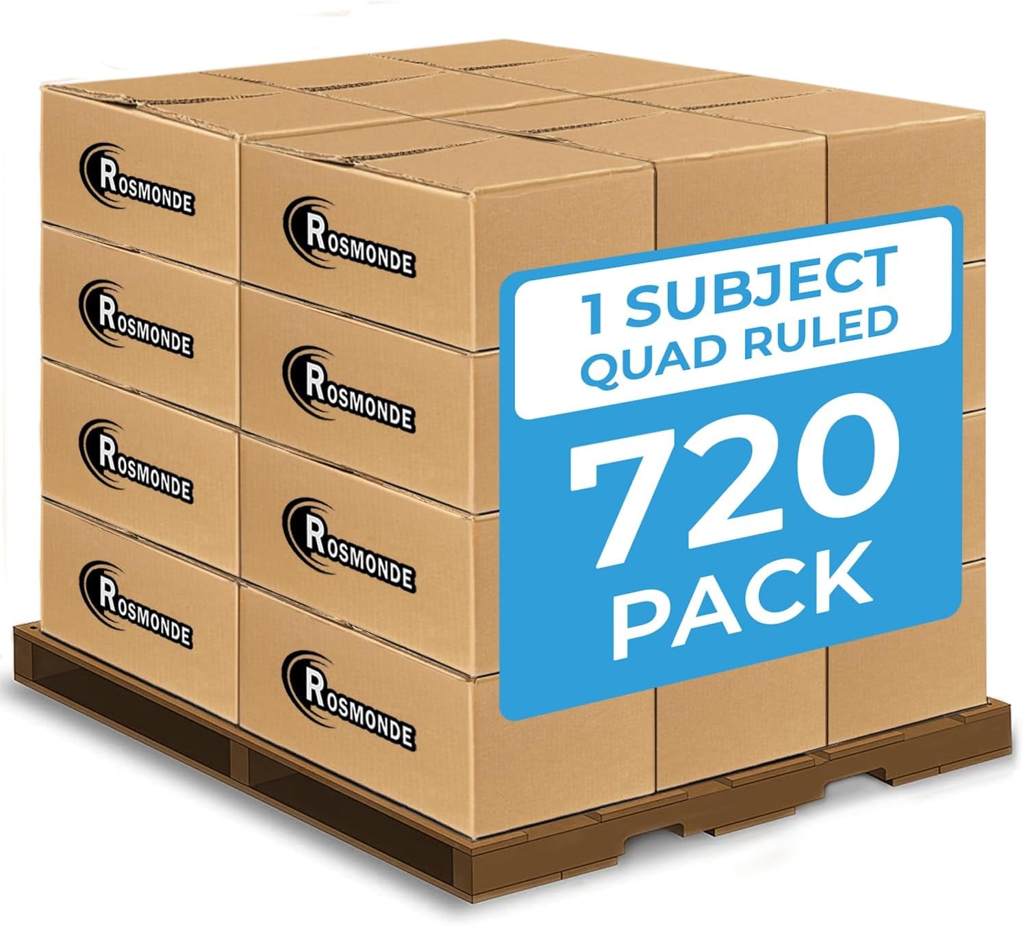 720 Packs (Pallet) 1 Subject Notebooks, Spiral Notebook Bulk, Quad Ruled, Pallet of Notebooks, 70 Sheets (140 Pages), 8 X 10-1/2", Bulk Spiral Notebooks for School & Office, 4-7 Days Transit