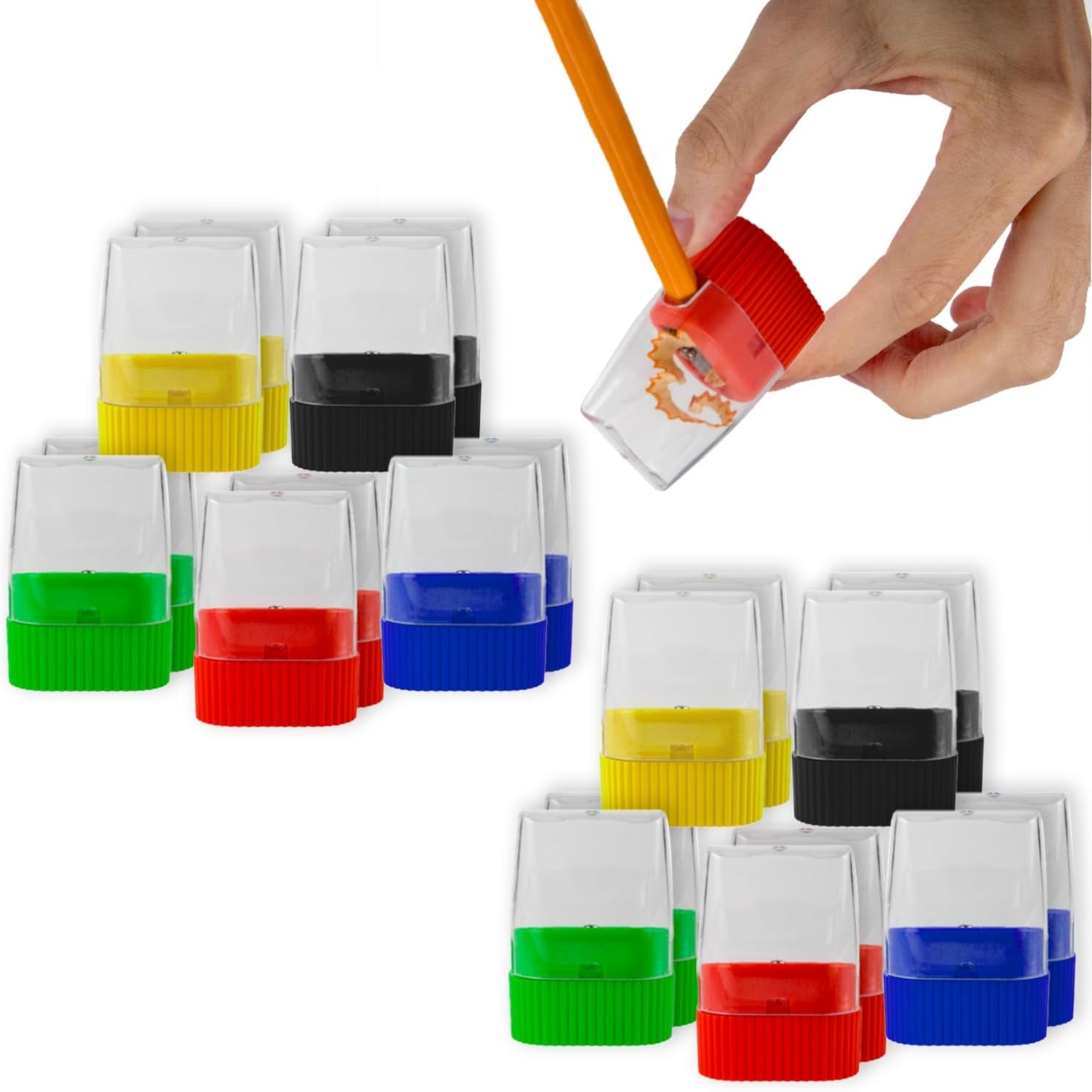 100 Pack Handheld Manual Pencil Sharpeners in Bulk Plastic Pencil Sharpeners for School, Kids, Teachers - Use for Colored Pencils, 2 Pencils, Crafts, Art Classrooms, Camp