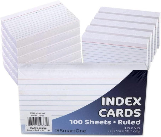 Bulk Index Cards 3X5 Ruled 100 Packs of 100 Flash Cards | School, Teacher, Office Supplies, Note Cards for Classroom, School, Kids, Recipe Box | 10,000 Lined Index Cards in Bulk