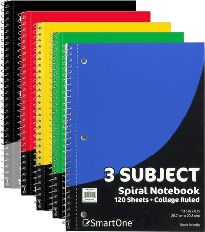 20 Bulk Notebooks – 3 Subject Notebooks College Ruled Bulk School, Office Supplies | 3 Subject Spiral Notebooks for Kids, School, Notes, Students