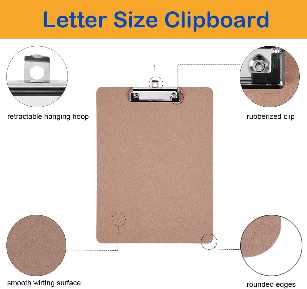 100 Clipboards 8.5 X 11 with Pen Holder Bulk for Classroom, Kids Heavy Duty Wood Clipboards for Back to School Teacher Classroom Supplies, Office, School Supplies