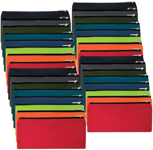 24 Pack Pencil Cases Bulk Bundle, Bulk Pencil Case Bags with Zipper for Kids, School, Offices