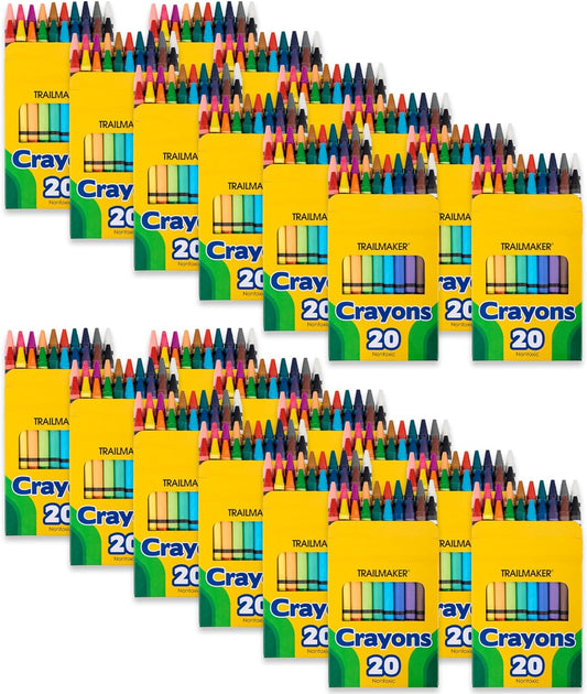 25 Pack Crayons Bulk for Kids, Party Favors, Classroom Wax Coloring Crayons in Bulk, 20 per Box Art Set (25 Packs of 20)