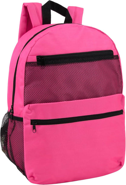 24 Pack Classic Backpacks in Bulk Wholesale Backpacks with Side Pocket, Mesh Pocket for Homeless Adults, Donation (Female Colors Pack)