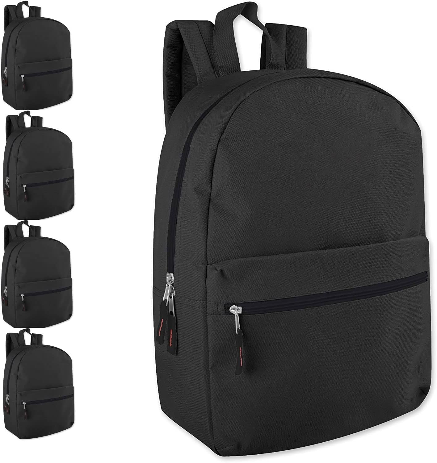 24 Pack Backpacks in Bulk Wholesale Backpacks with Padded Straps (Solid Black Assortment)