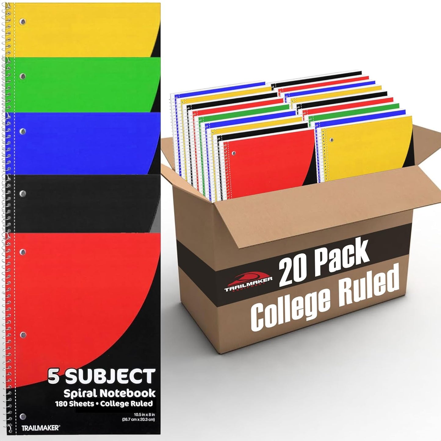 20 Pack Notebooks Bulk 5 Subject Notebooks College Ruled Bulk 5 Subject Spiral Notebooks for School Kids, Students, Offices