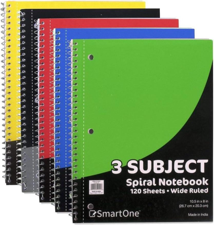 Bulk Notebooks 20 Pack – 3 Subject Notebook Wide Ruled Bulk 3 Subject Spiral Notebooks for Kids, School, Notes, Students, Work