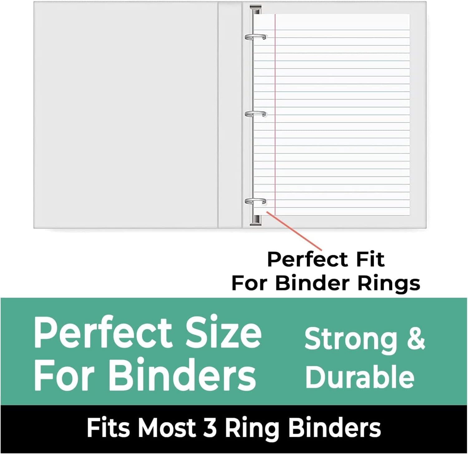 Loose Leaf Paper, 450 Sheets, 3 Pack, 56 Gsm Wide Ruled Sheets, 8" X 10.5", Bulk Notebook Paper, 3 Hole Punched, 150 Sheets/Pack, Wide Ruled Paper for Binders, Loose Leaf Office Paper, White