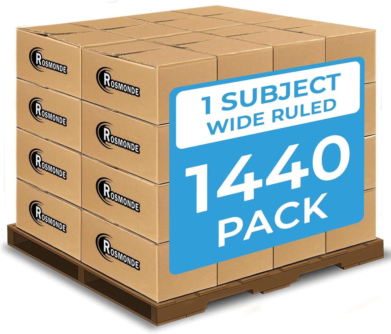 1440 Packs (Pallet) 1 Subject Notebooks, Spiral Notebook Bulk, Wide Ruled, Pallet of Notebooks, 70 Sheets (140 Pages), 8 X 10-1/2",Bulk Spiral Notebooks for School & Office, 4-7 Days Transit