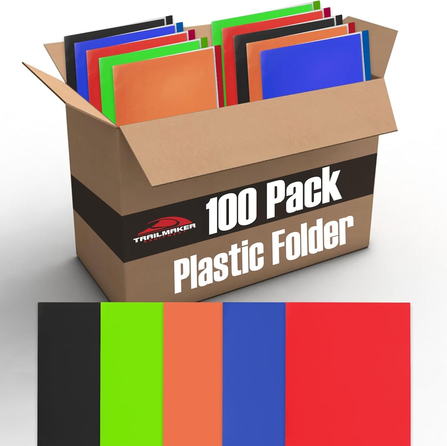 100 Pack Plastic Folders with Pockets for Documents | Bulk 2 Pocket File Folders for School, Offices in 5 Colors