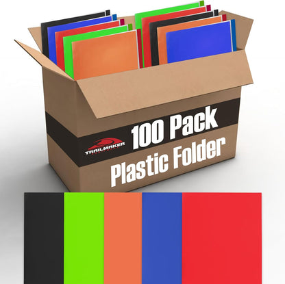 100 Pack Plastic Folders with Pockets for Documents | Bulk 2 Pocket File Folders for School, Offices in 5 Colors