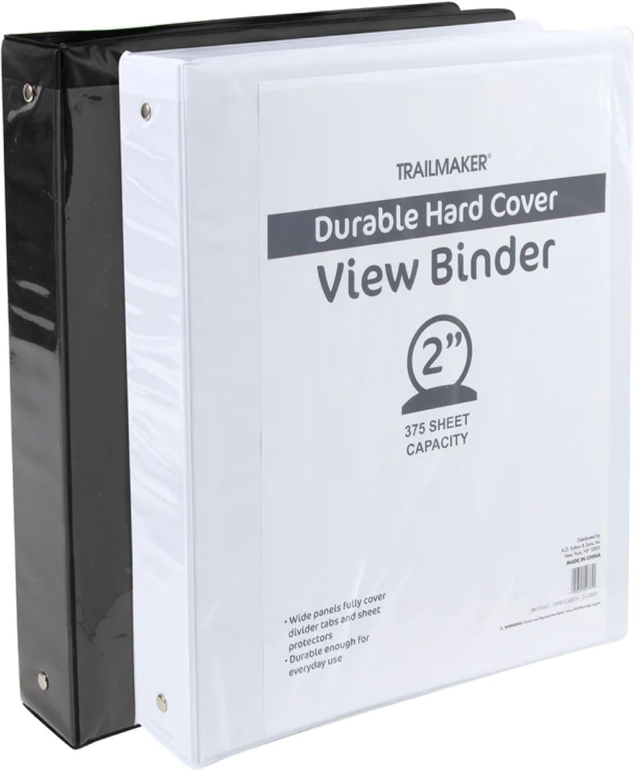 (50 Pack) 2 Inch Binders 3 Ring Hardcover Binders in Bulk with Clear View Cover, Pockets for Classroom, Office, Portfolios | Bulk School, Teacher, Office Supplies (Black & White Mix Pack)