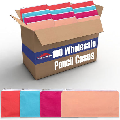 24 Pack Pencil Cases Bulk Bundle, Bulk Pencil Case Bags with Zipper for Kids, School, Offices