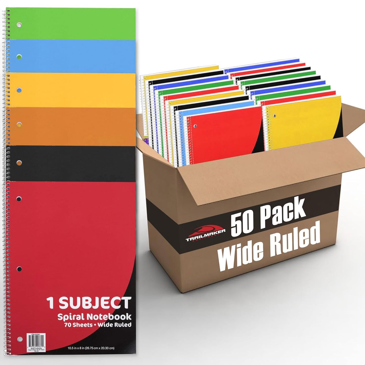 50 Notebooks Pack – One Subject Notebooks Wide Ruled Bulk 70 Sheets Notebooks for Kids, School, Journaling, Note Taking, Students, and Work