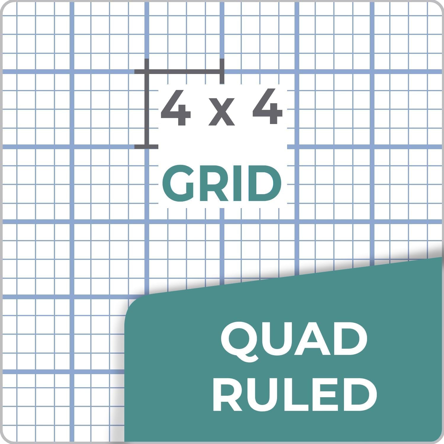 Composition Notebook Graph Paper, 5 Pack, 200 Pages (100 Sheets), Quad Ruled Composition Notebook, 4X4 Grid Graph Paper Composition Book, Assorted Colors, Hard Cover Graph Book, 9-3/4 X 7-1/2