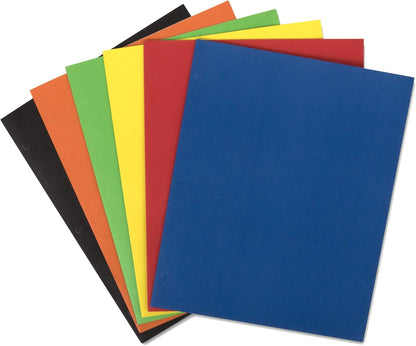 100 Pack of Bulk Colorful Paper Folders with Pockets - Wholesale Folders (100 Folders in 6 Colors)