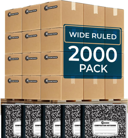 2000 Pack (Pallet) Composition Notebooks Bulk, Wide Ruled, Full Pallet of Notebooks, 200 Pages (100 Sheets), 9-3/4 X 7-1/2, Bulk Notebooks for School, Bulk Office Notebooks, 4-7 Days Transit