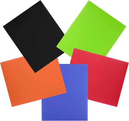 100 Pack Plastic Folders with Pockets for Documents | Bulk 2 Pocket File Folders for School, Offices in 5 Colors