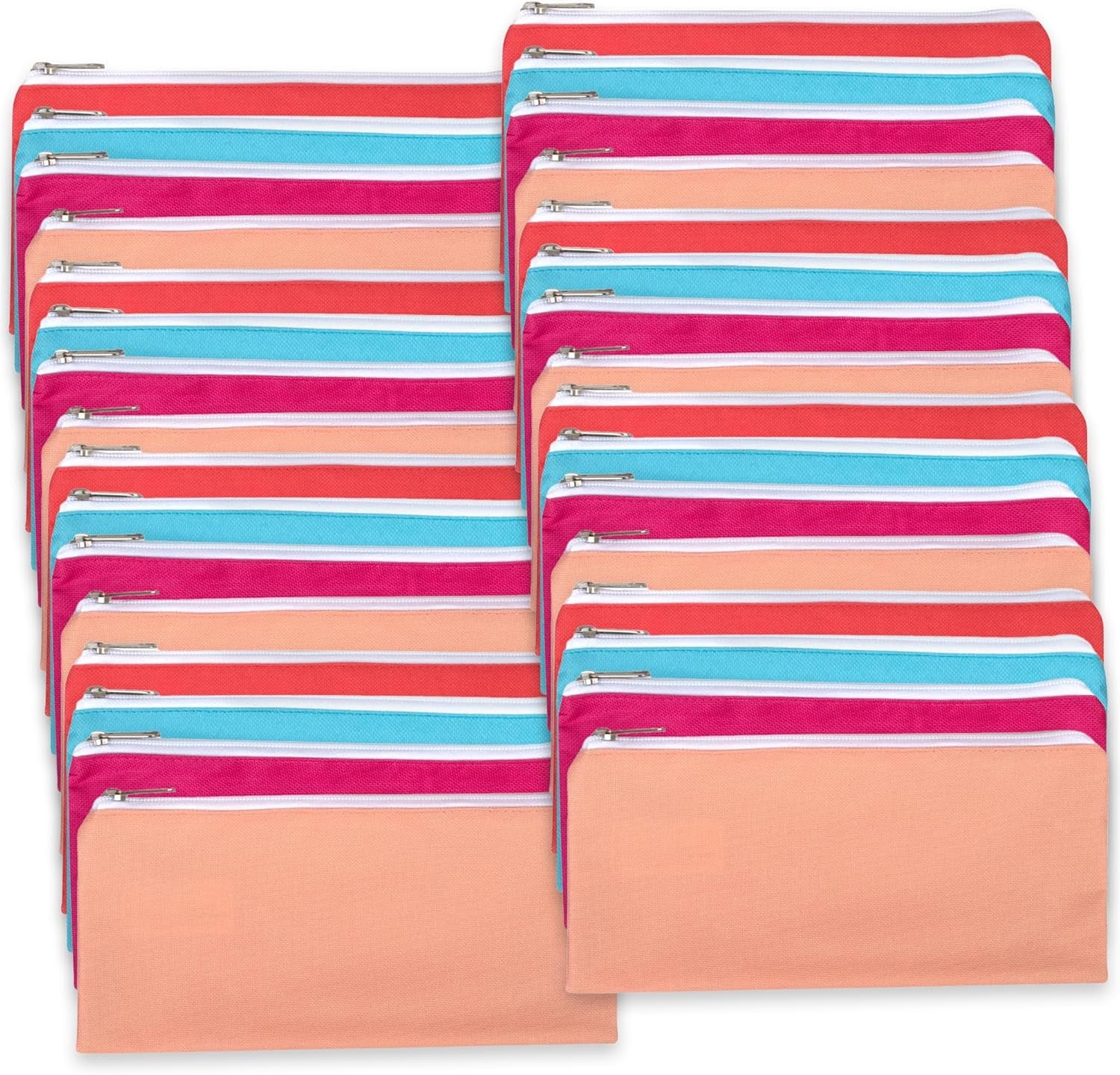 24 Pack Pencil Cases Bulk Bundle, Bulk Pencil Case Bags with Zipper for Kids, School, Offices