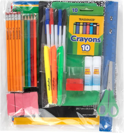 Bulk Elementary School Supply Kits, 12 Packs of 45 Piece Wholesale School Supplies for Kids Includes Folders Notebooks Pencils Pens and Much More!