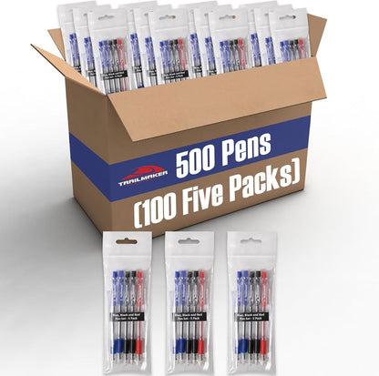 500 Pens Bulk Comfort Grip Click Ballpoint Ink Pens for School, Offices | Wholesale Click Ink Pens in Bulk (100 Packs of 5) | Bulk School Supplies, Office Supplies, Teacher Supplies Packs