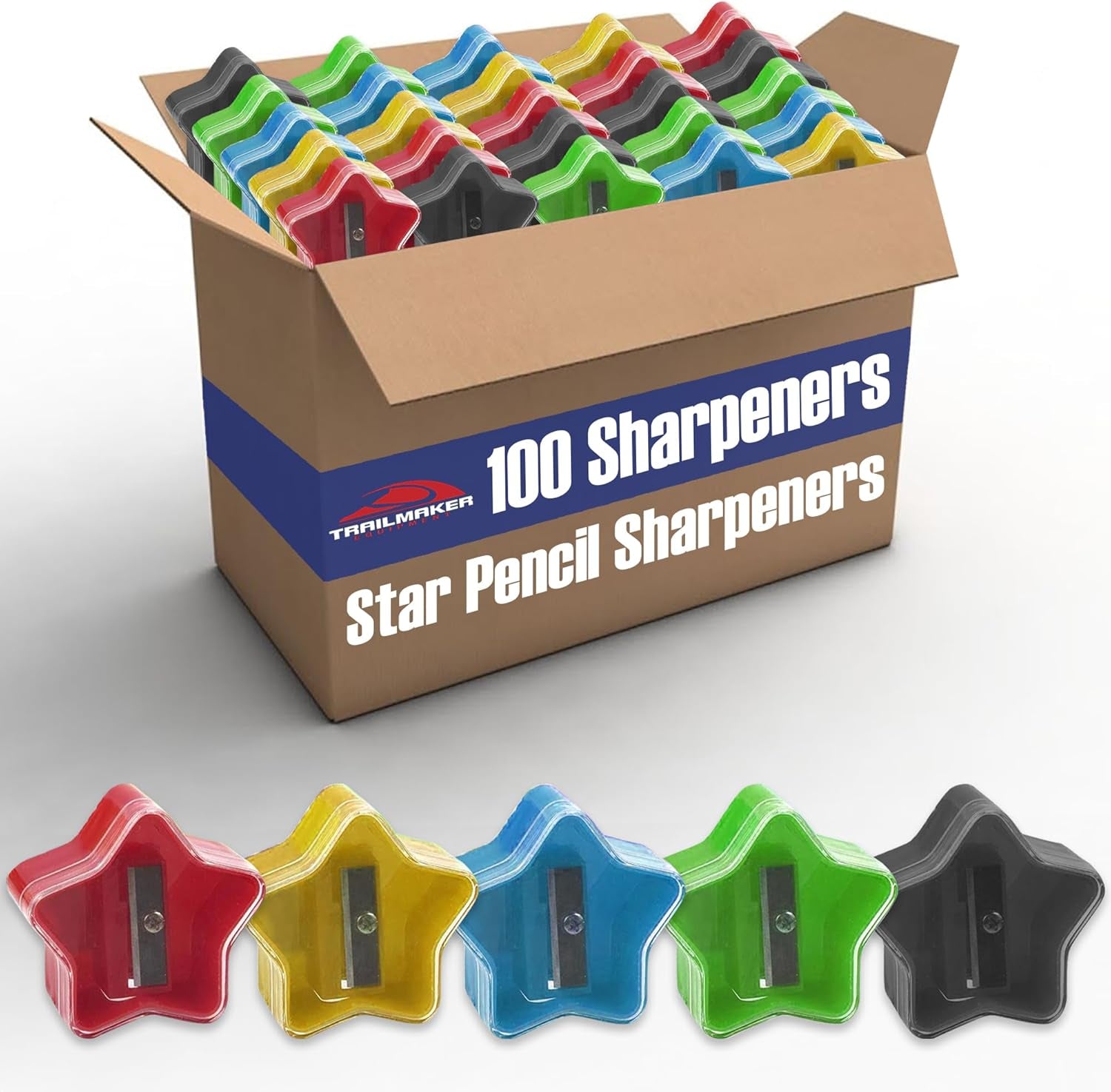 100 Pack Bulk Star Pencil Sharpeners Wholesale Manual Handheld Classroom Pencil Sharpeners for School, Kids, Teachers, Use for Colored and #2 Pencils