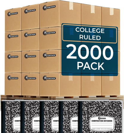 2000 Pack (Pallet) Composition Notebooks Bulk, College Ruled, Full Pallet of Notebooks, 200 Pages (100 Sheets), 9-3/4 X 7-1/2, Bulk Notebooks for School, College & Office, 4-7 Days Transit