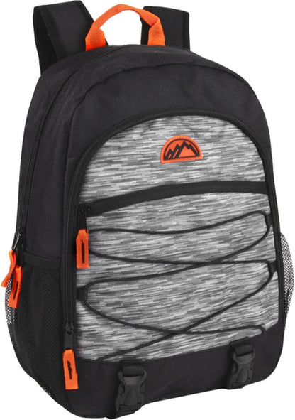 Backpack with Supplies | 17 Multipocket Backpack with 30 Piece Stationery Set for Travel, Work - Orange, Black, and Grey Backpack Set