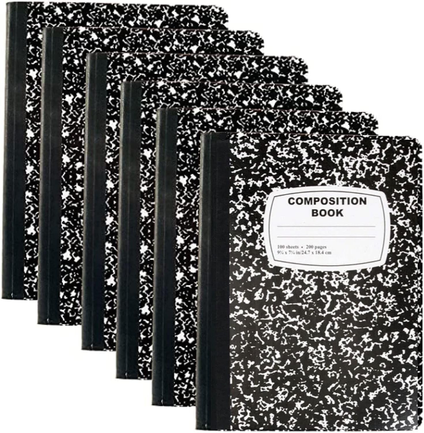 50 Pack Bulk Composition Notebook College Ruled, 200 Pages (100 Sheets), 9-3/4 X 7-1/2", Bulk School Supplies Hard Cover Marble Composition Books for School & Office