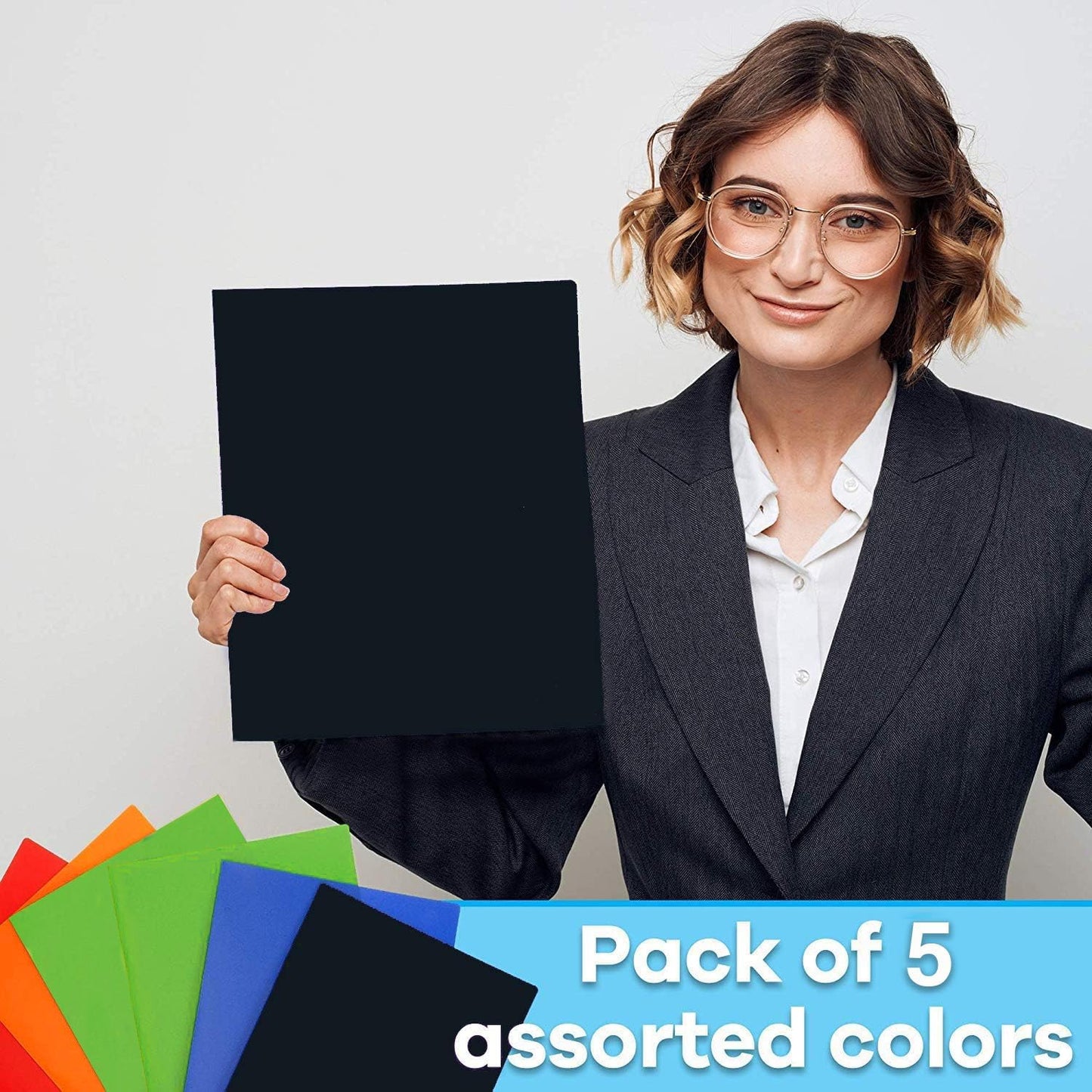 100 Pack Plastic Folders with Pockets for Documents | Bulk 2 Pocket File Folders for School, Offices in 5 Colors