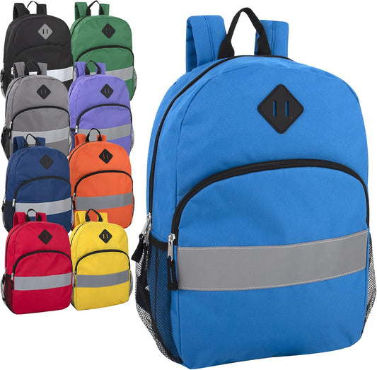 Bulk Kids Reflective Backpack Wholesale 24 Pack Backpacks for School with Side Pockets, Padded