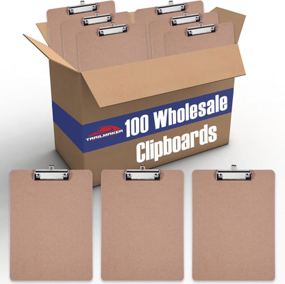 100 Clipboards 8.5 X 11 with Pen Holder Bulk for Classroom, Kids Heavy Duty Wood Clipboards for Back to School Teacher Classroom Supplies, Office, School Supplies