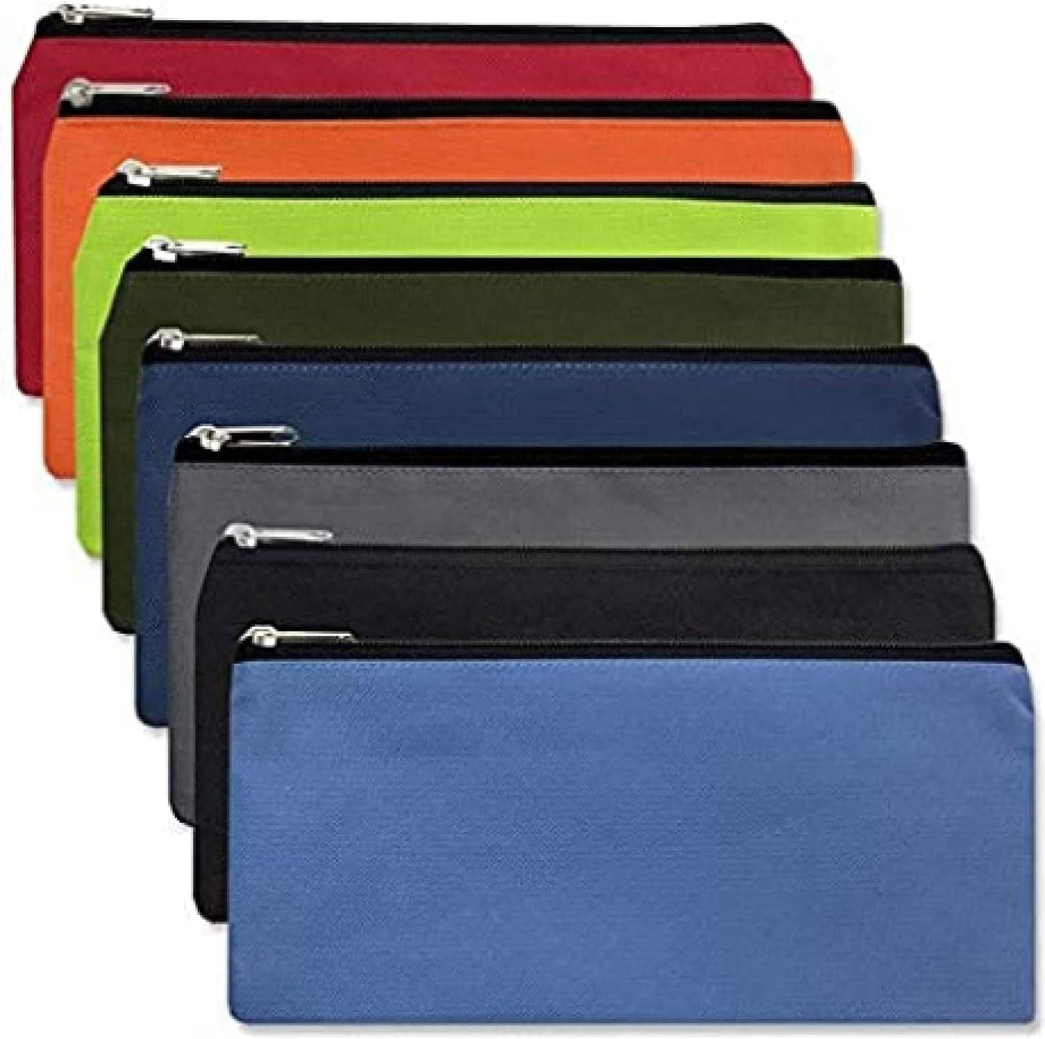 12 Pack Pencil Cases Bulk Bundle, Bulk Pencil Case Bags with Zipper for Kids, School, Offices (12 Pencil Cases in 8 Colors)